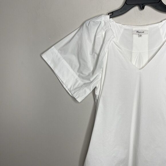 MADEWELL Mini Shirtdress Women XS White V-Neck Shift Dress Pockets NP093 - Picture 5 of 15